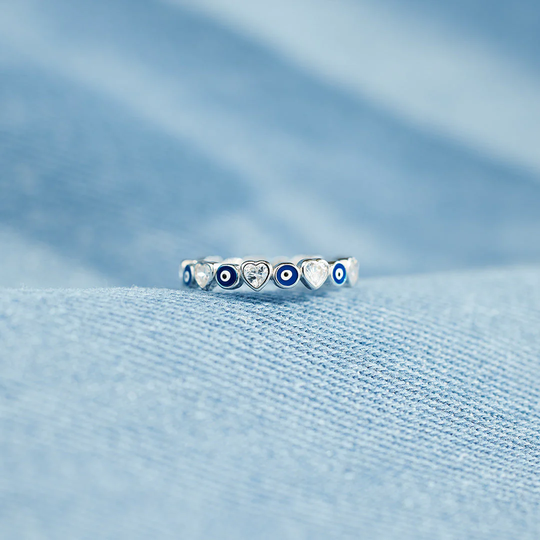 FOR DAUGHTER HEART&EVIL EYE RING BAND